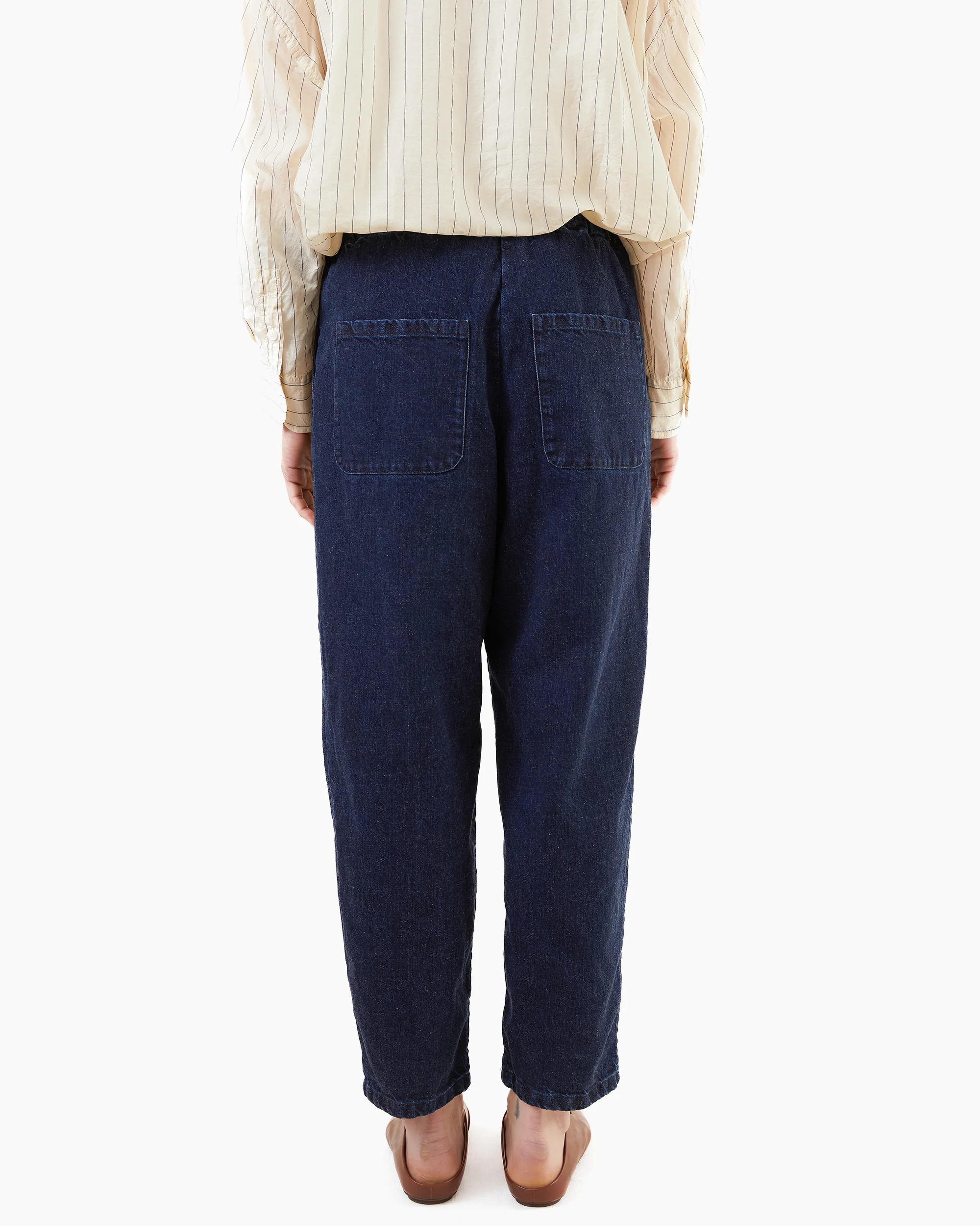 Apuntob Pleated Denim Trousers in Indigo - Image 3