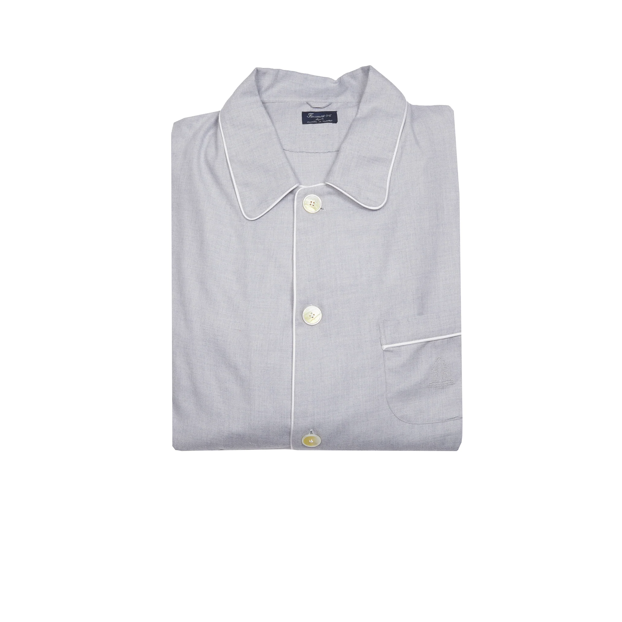 Finamore Cotton Cashmere Pyjamas in Light Blue - Image 8