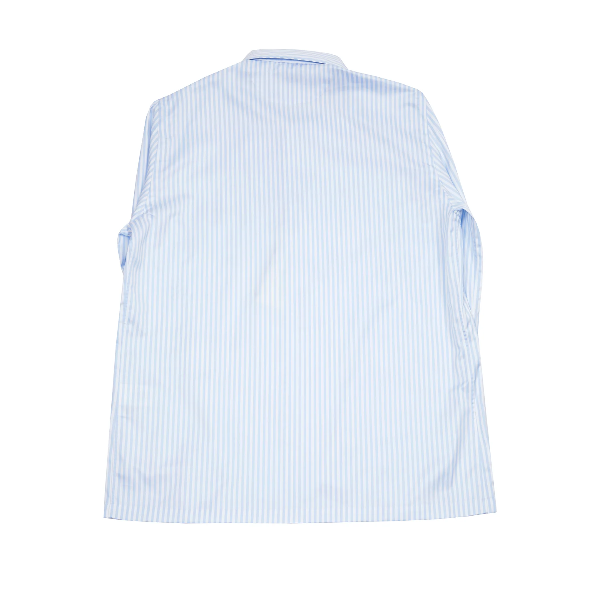 Finamore Cotton Pyjamas in White / Blue Stripe - Image 4