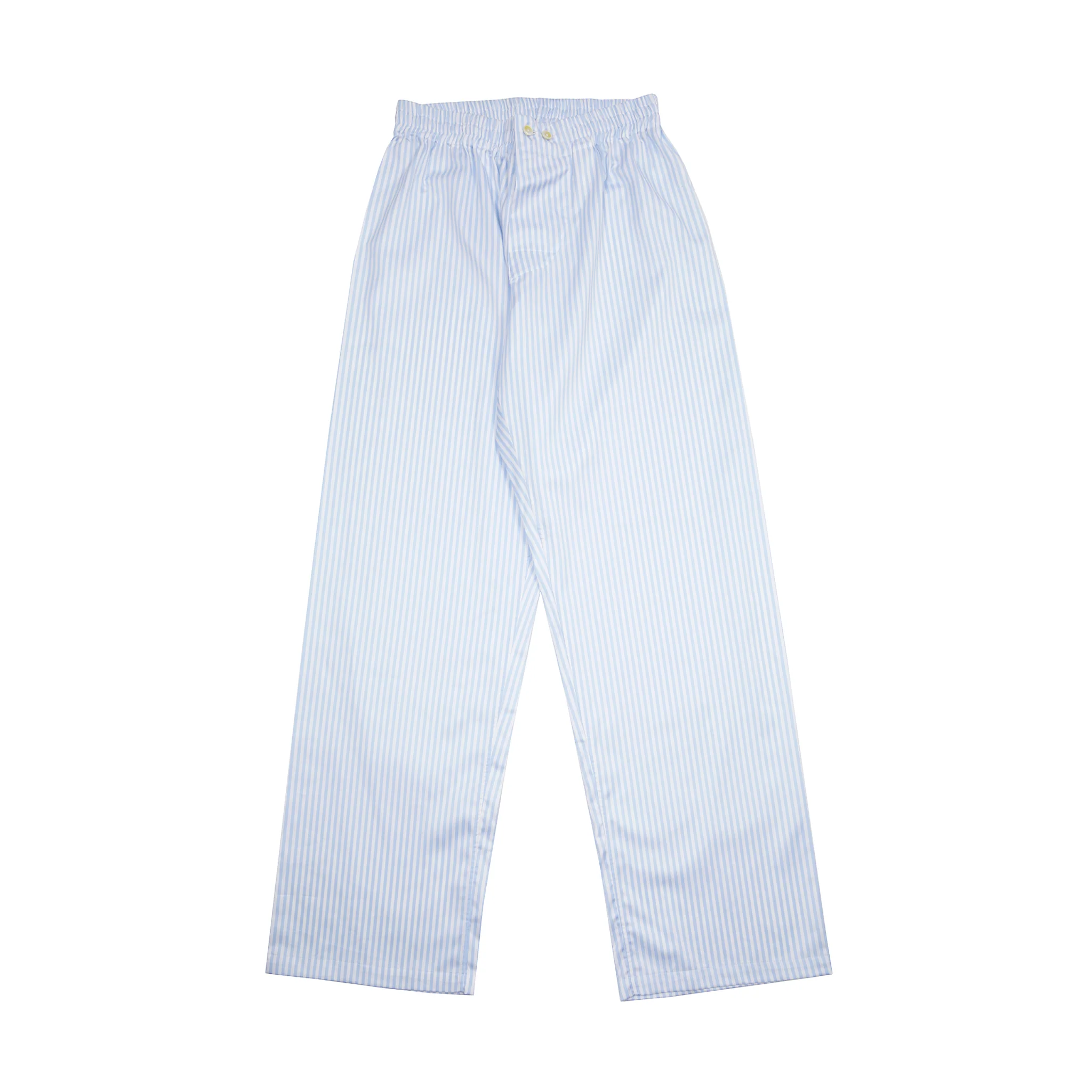 Finamore Cotton Pyjamas in White / Blue Stripe - Image 5