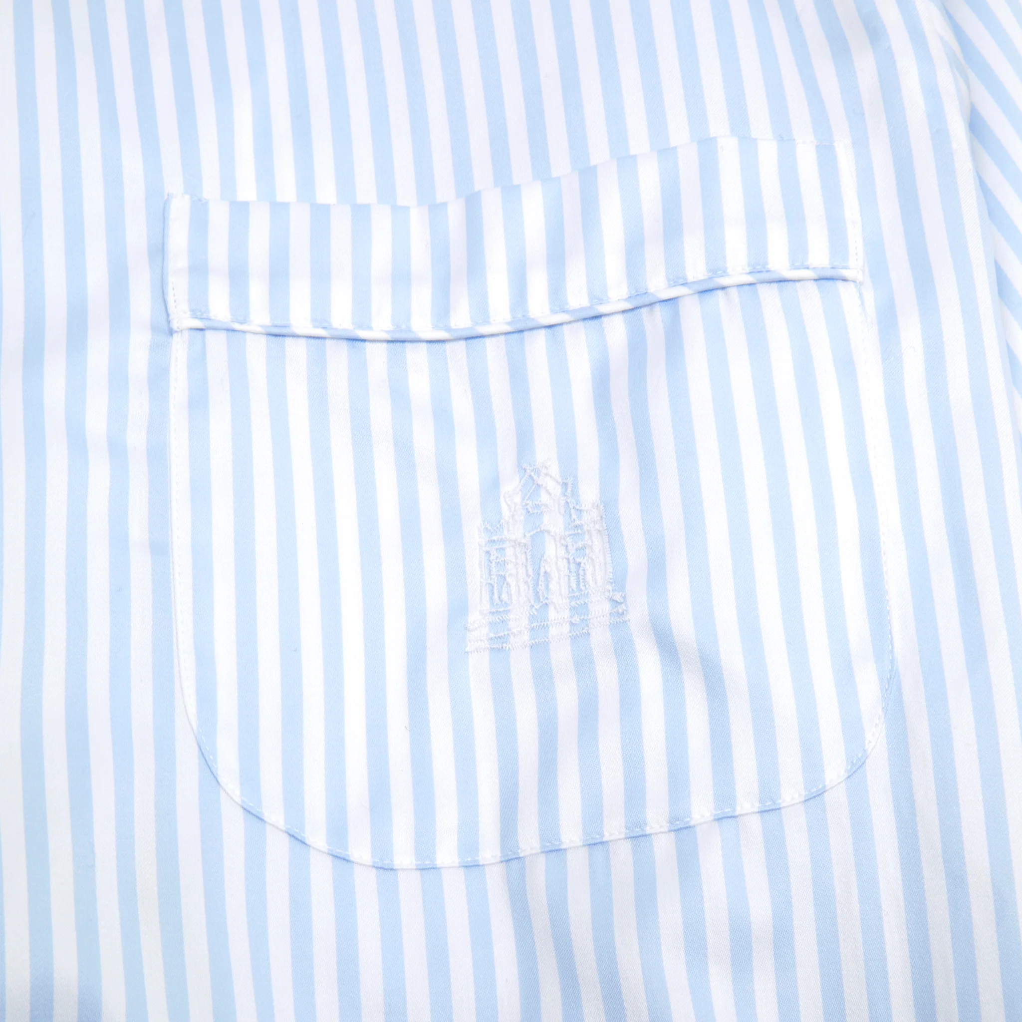 Finamore Cotton Pyjamas in White / Blue Stripe - Image 7