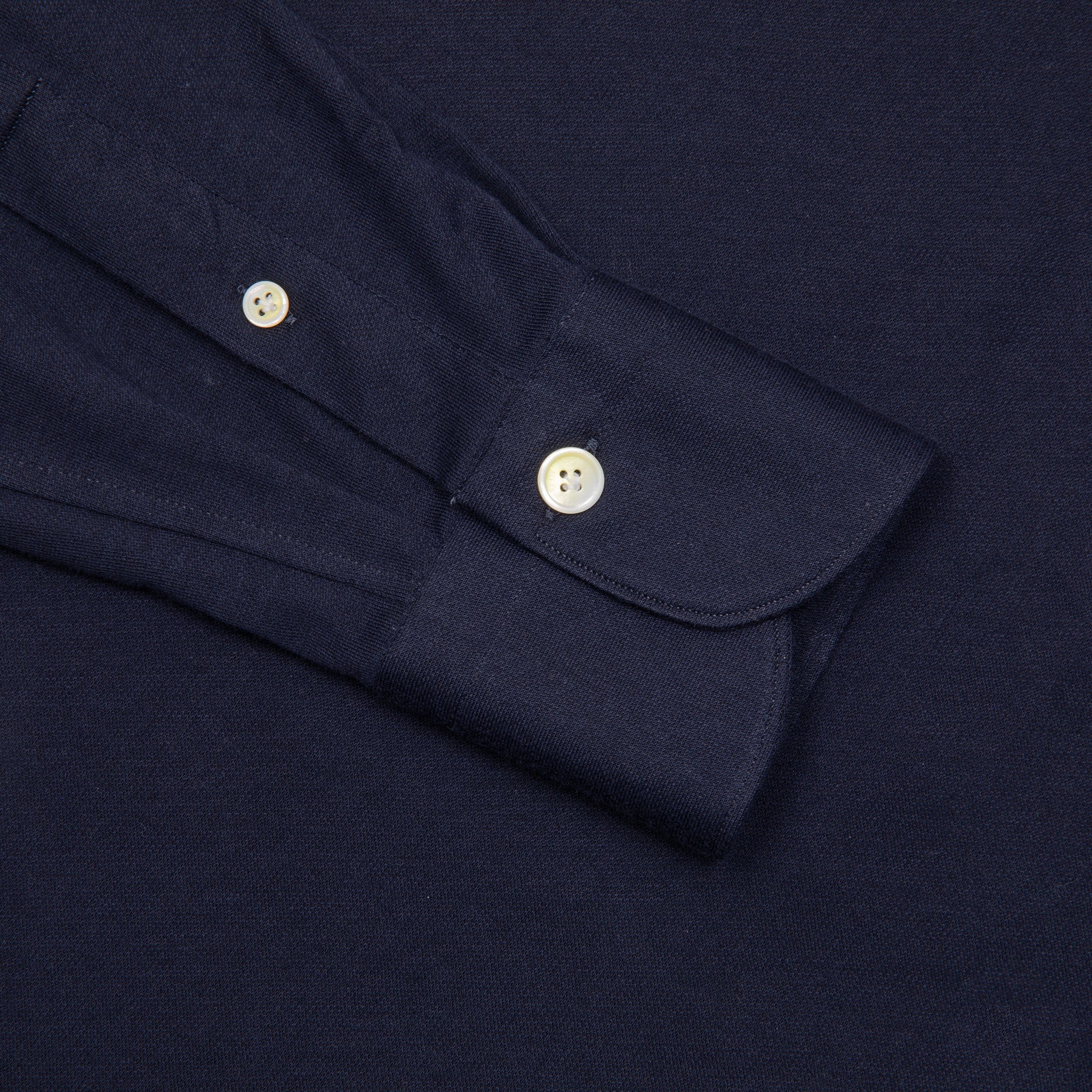 Finamore Orlando Cotton/Cashmere Polo Shirt in Navy - Image 3