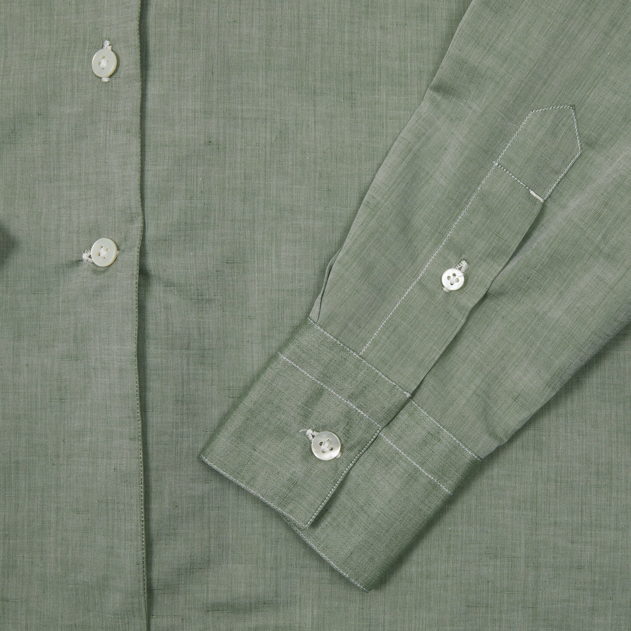 Finamore Women's Antonia Cotton / Linen Shirt in Green - Image 5