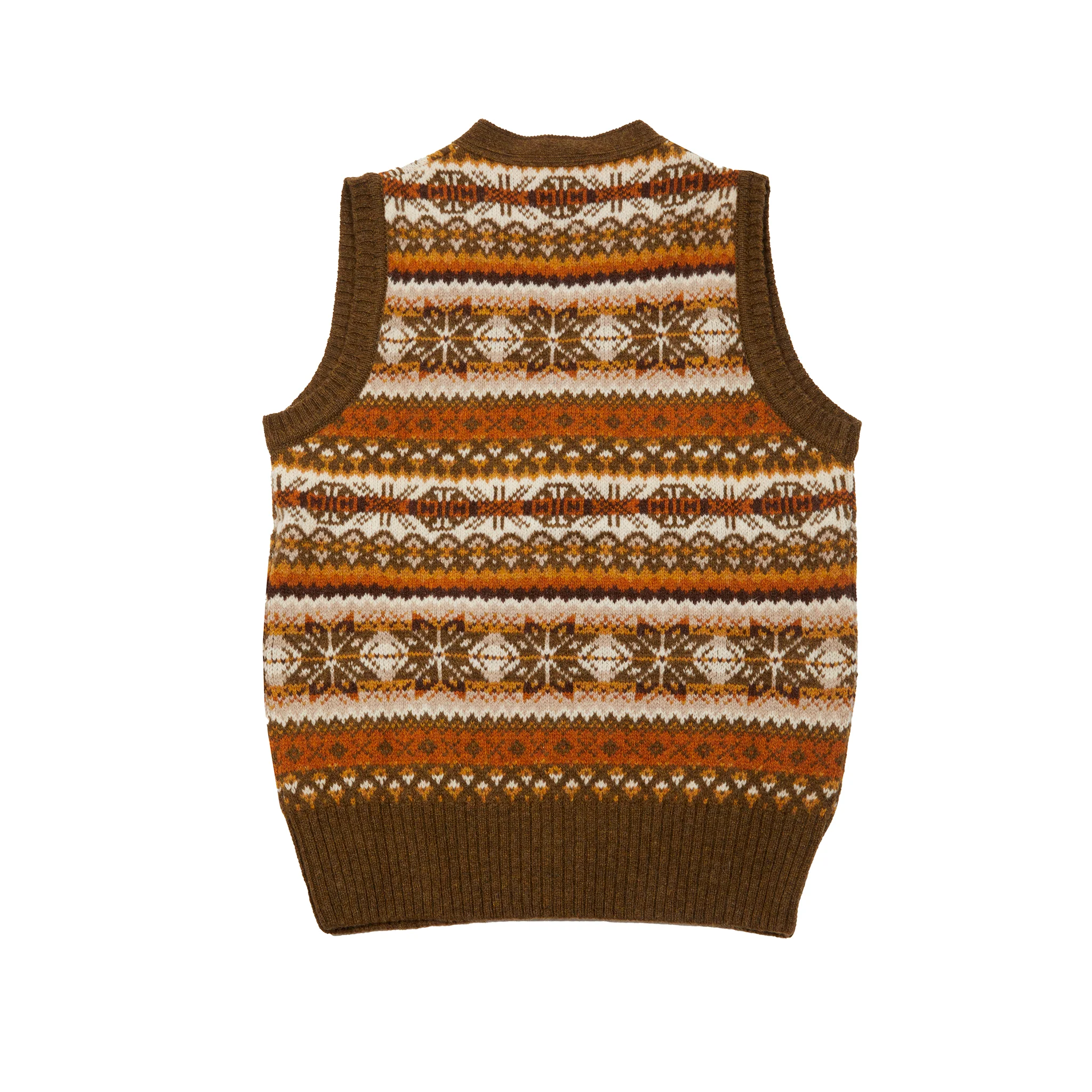 Harley Fair Isle Waistcoat in Dark Olive - Image 3