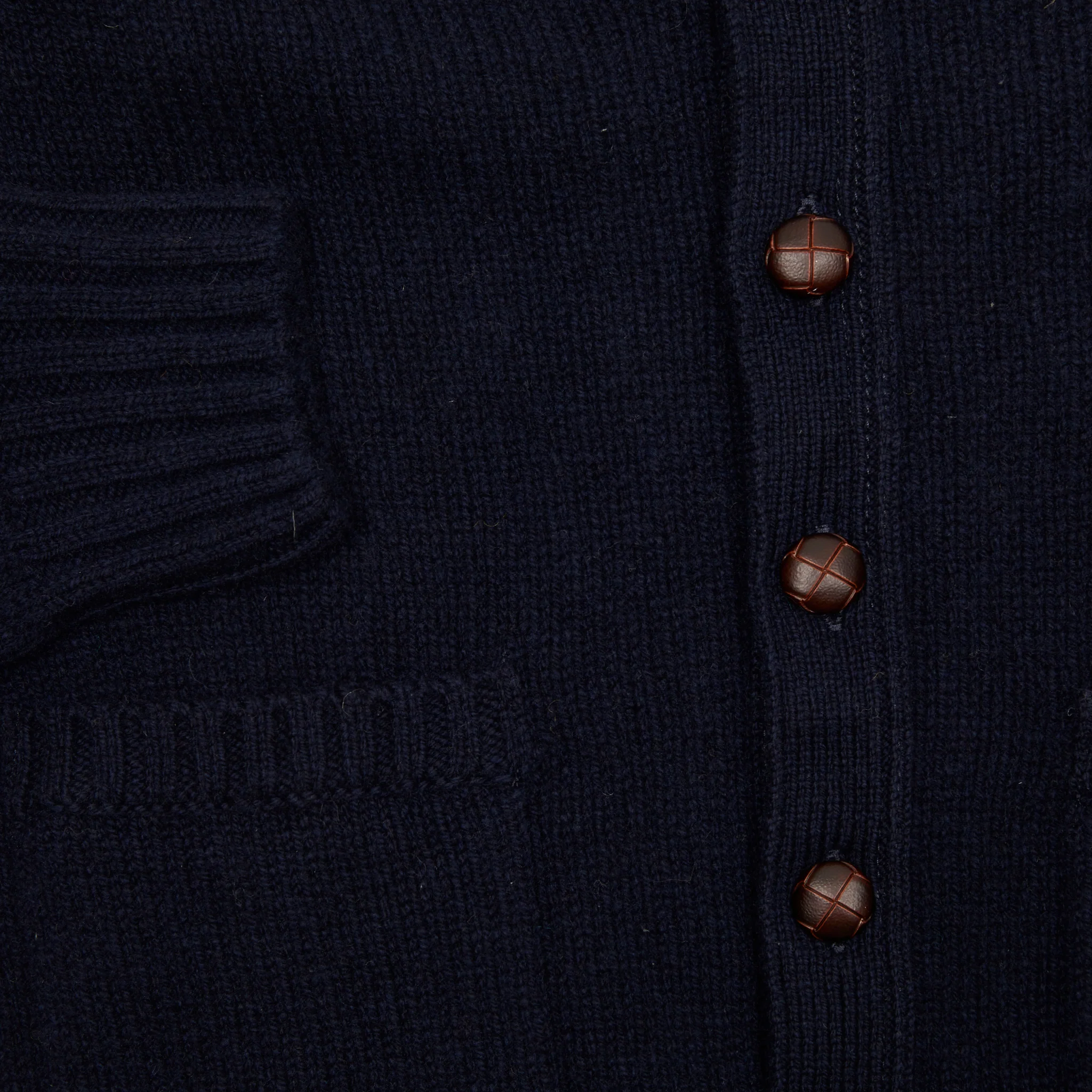 Harley Lambswool Cardigan in Nero Navy - Image 3