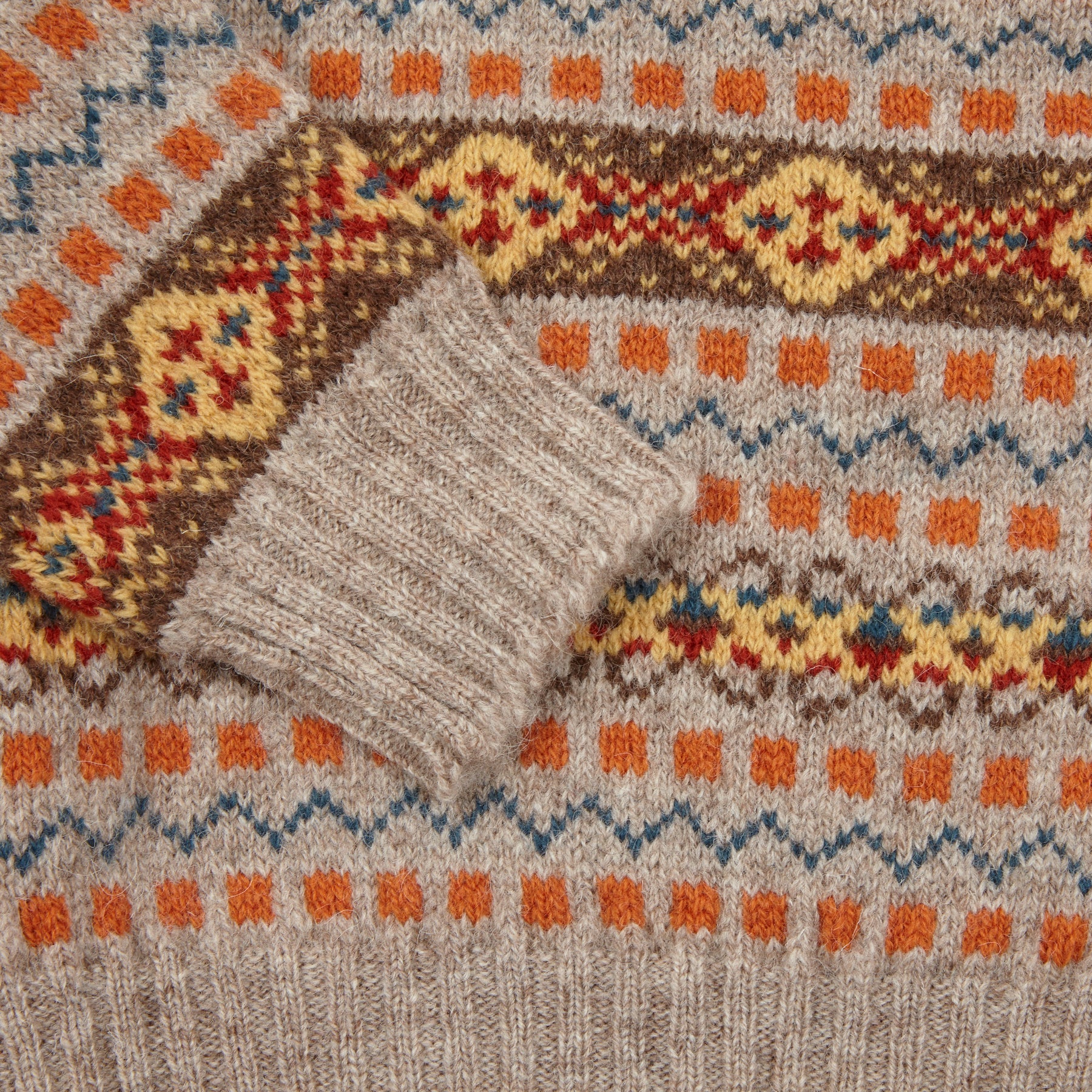 Jamieson's Fair Isle Jumper in Orange - Image 3