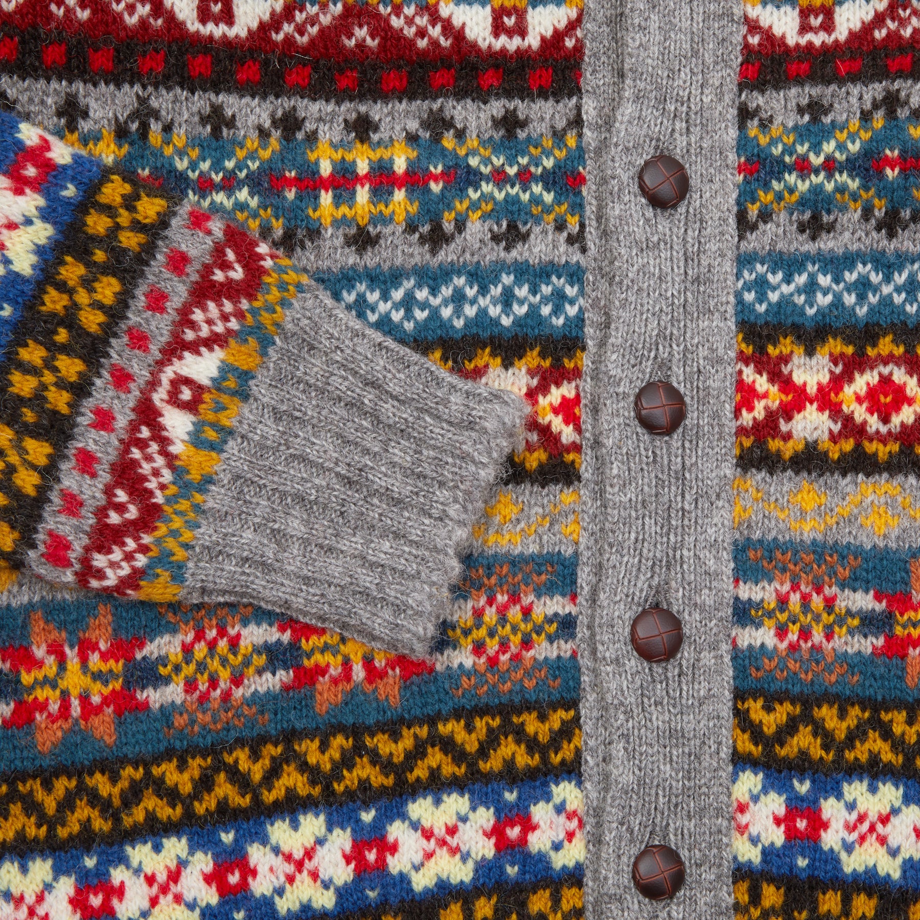 Jamieson's Fair Isle Cardigan in Silver - Image 4