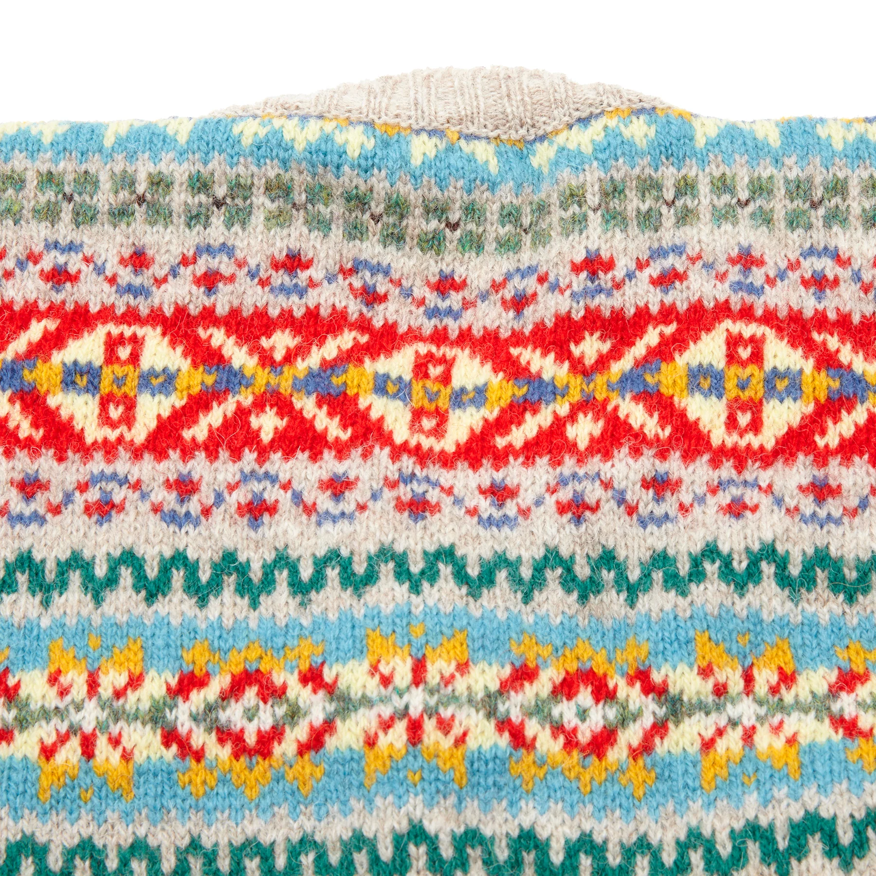 Jamieson's Fair Isle V-Neck Slipover in Ecru - Image 4