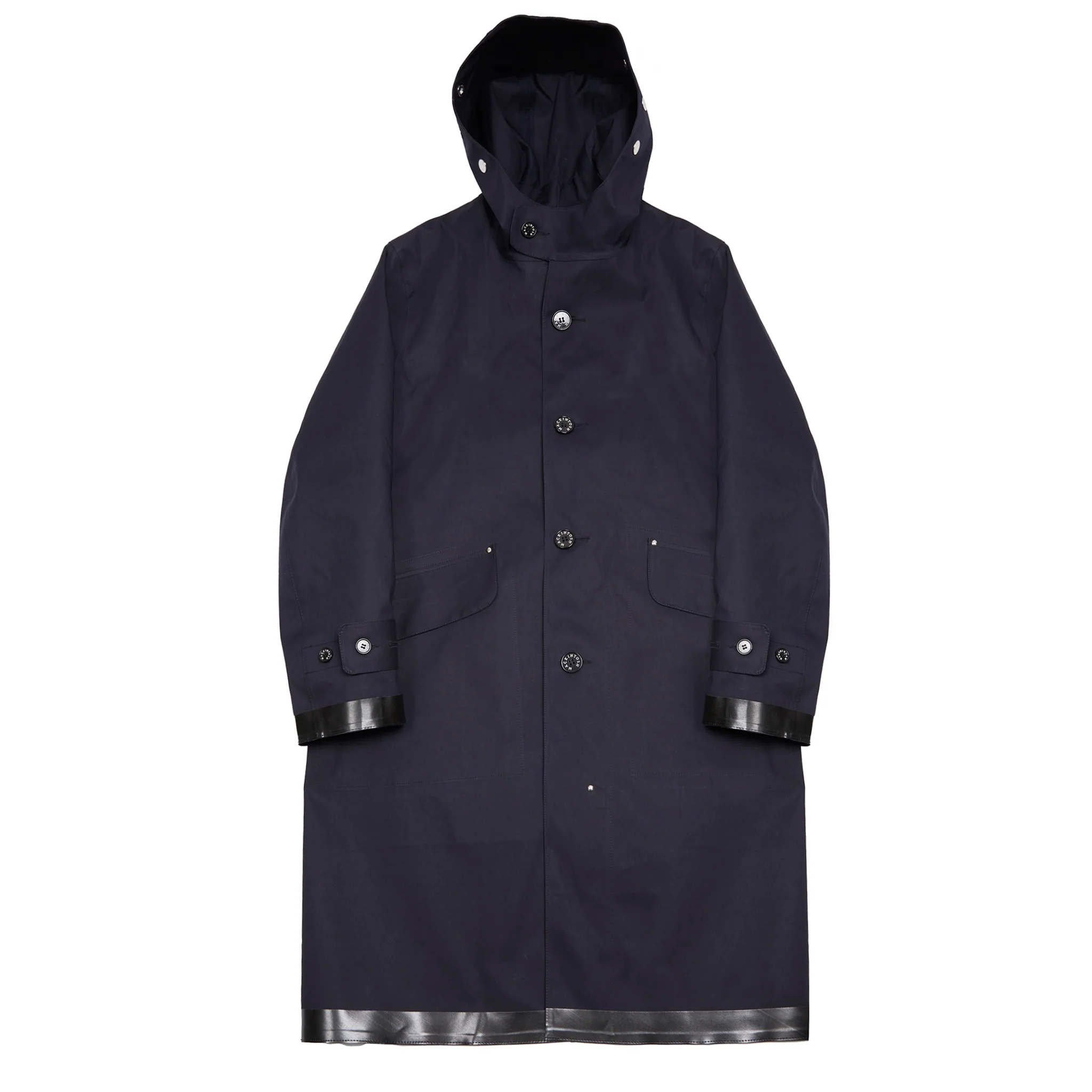 Mackintosh Kirkton Bonded Cotton Hooded Raincoat in Navy - Image 4