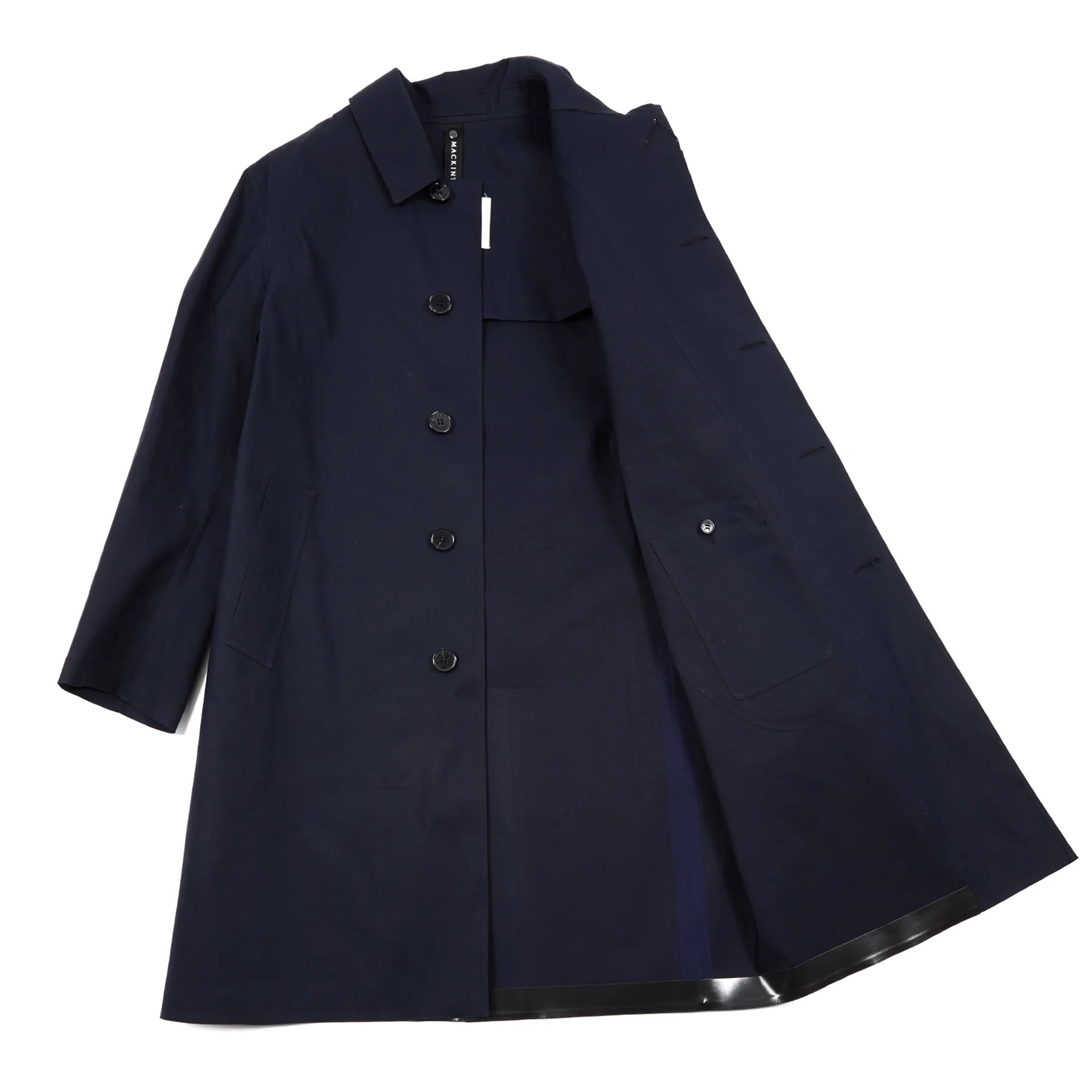 Mackintosh Oxford Bonded Cotton Raincoat in Navy - Image 4