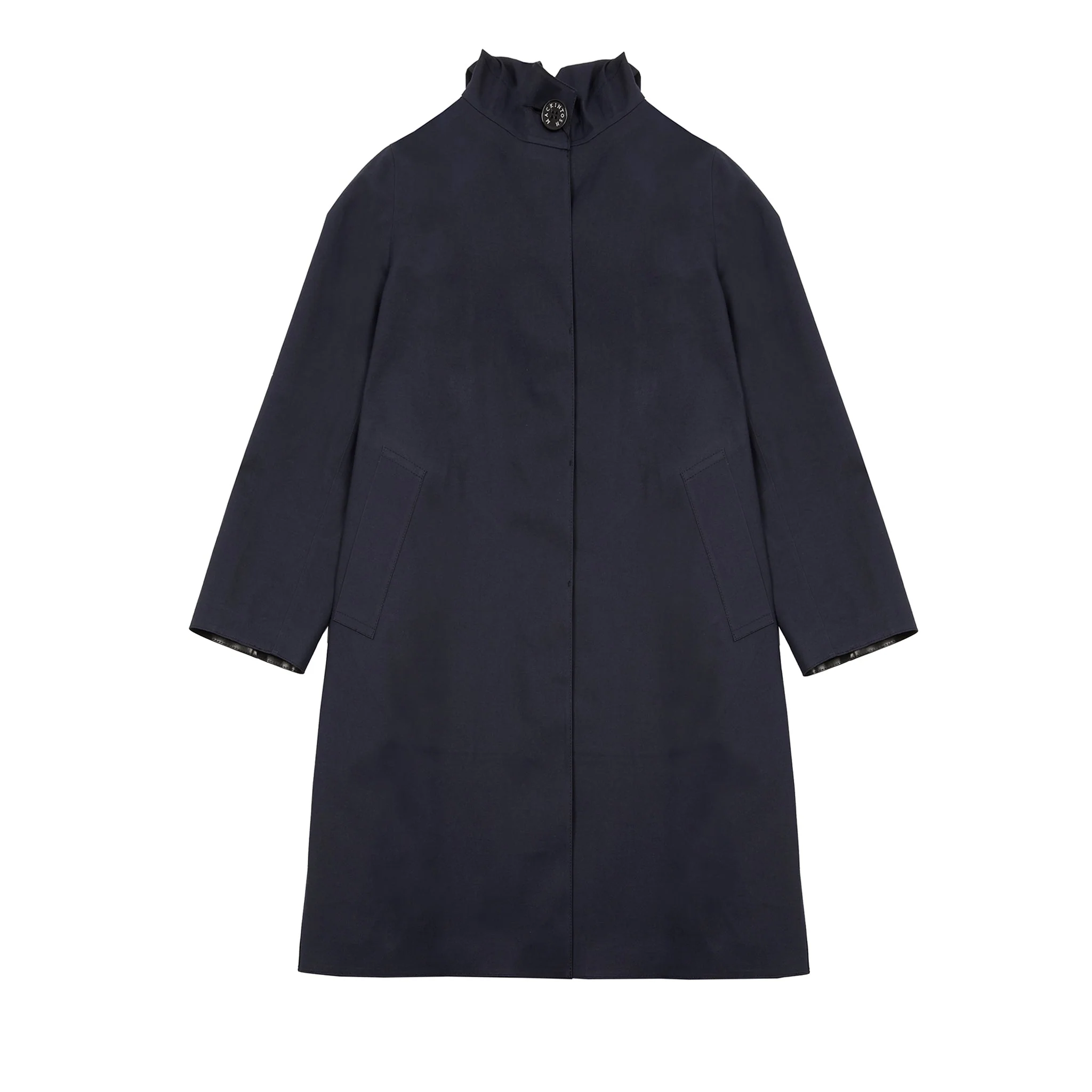 Mackintosh Women's Watten Bonded Cotton Hooded Raincoat in Navy - Image 5