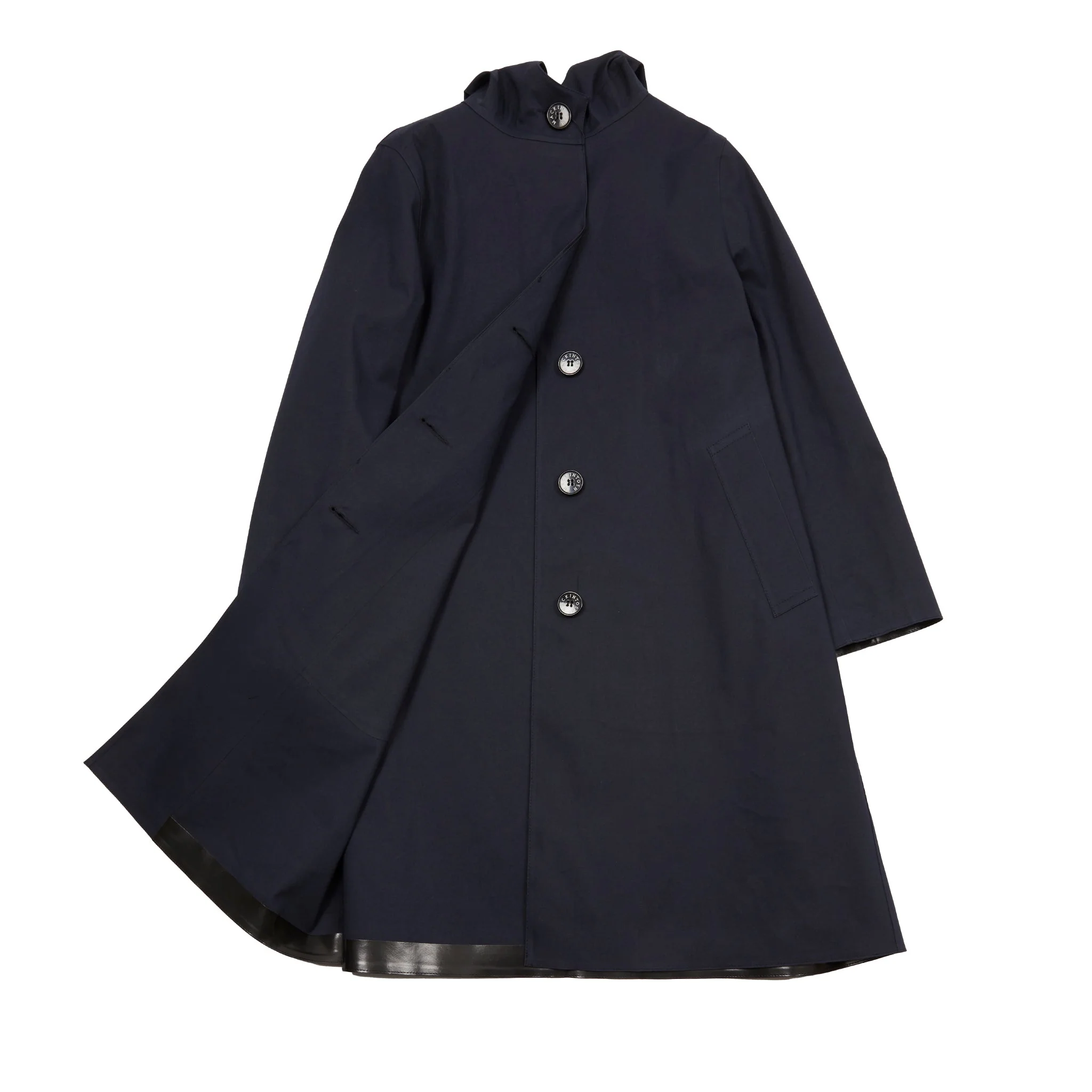 Mackintosh Women's Watten Bonded Cotton Hooded Raincoat in Navy - Image 6