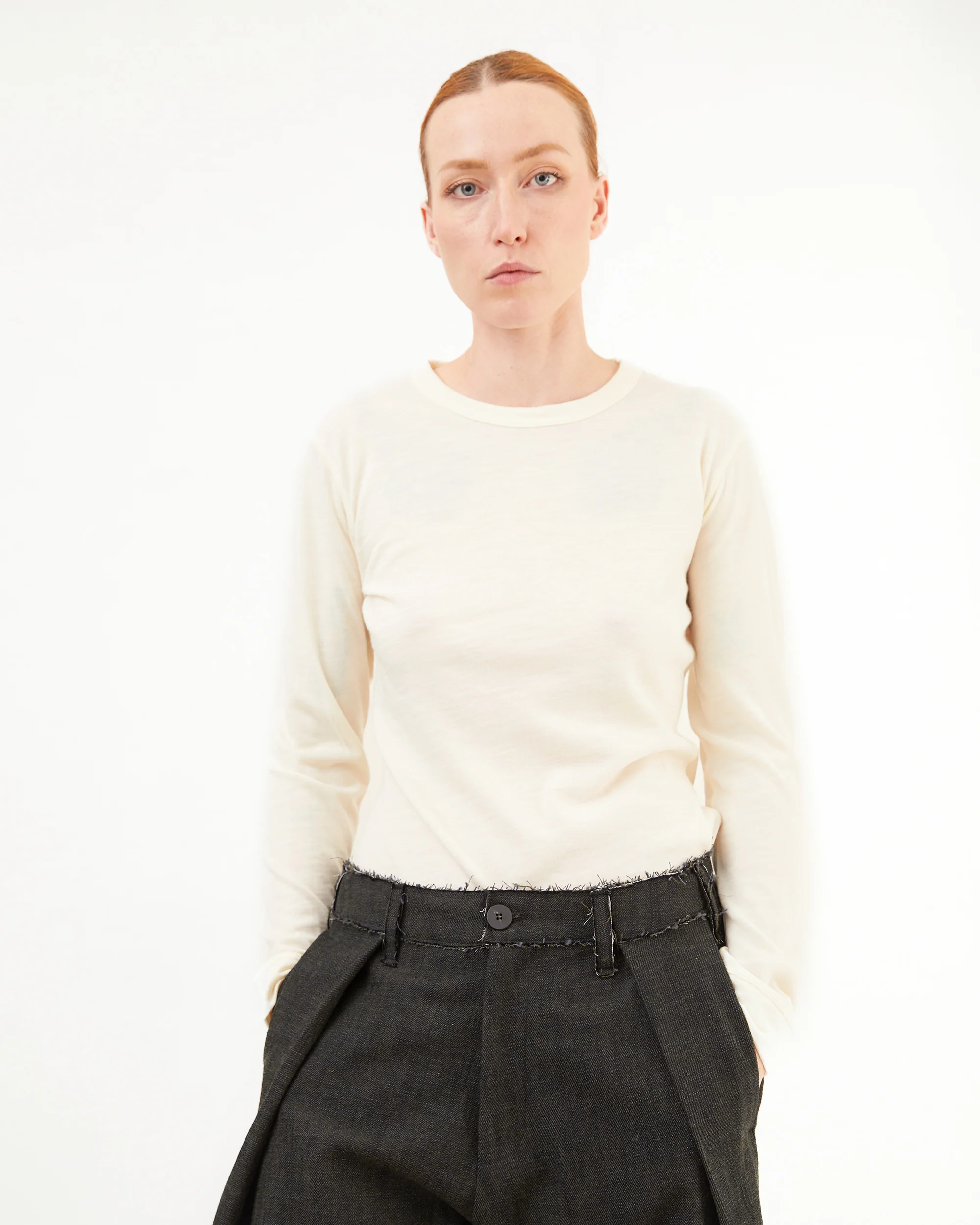 Wright + Doyle Merino Long Sleeve Top in Chalk - Image 3